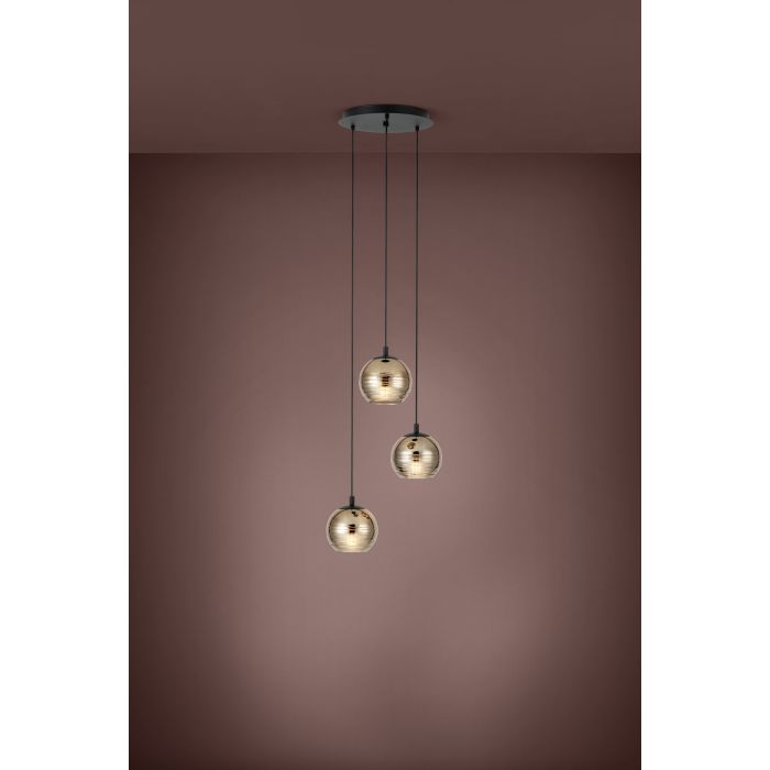 Eglo Lemorieta Μοντέρνο Κρεμαστό Φωτιστικό Τρίφωτο με Ντουί E27 σε Μπεζ Χρώμα 39685